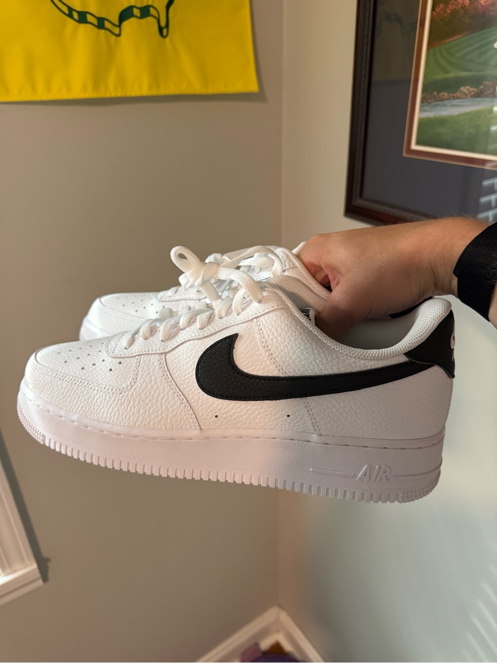 NEW Men’s Nike Air Force 1 White Sneakers with Black Swoosh